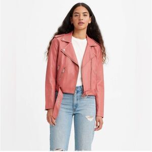 Levi’s Pink Faux Leather Biker Jacket Size Medium New
